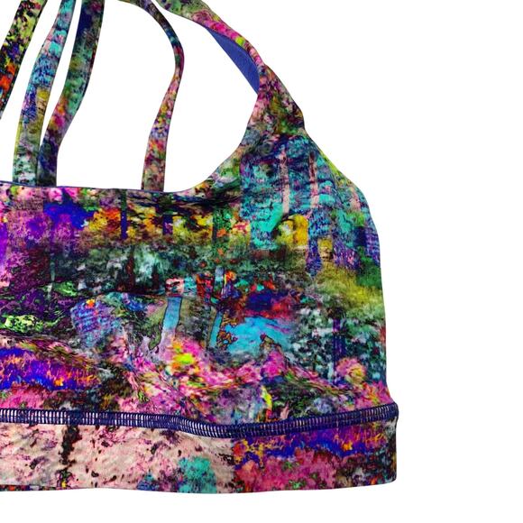 Lululemon Energy Sports Bra Womens Size 4 Multi Criss Cross Back Electric Jungle - Picture 2 of 5